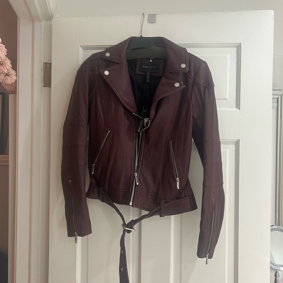 BCBG Jackets & Blazers - BCBG Burgundy Leather Jacket
